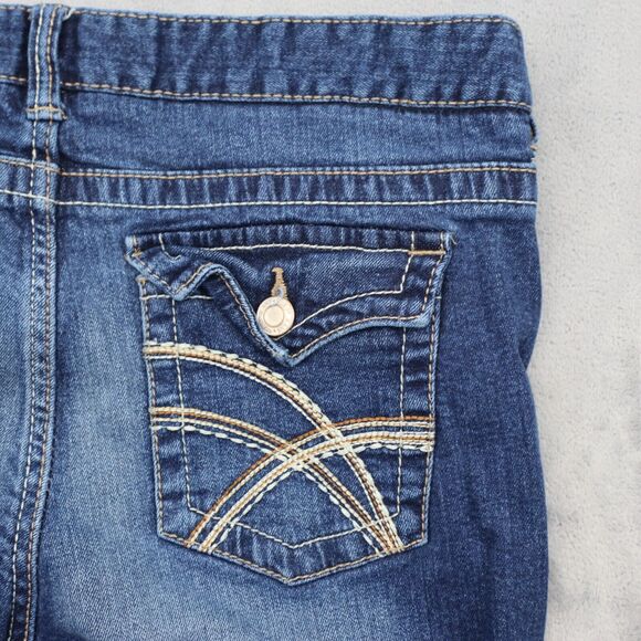 Rue21 Pants Womens 10 Blue Denim Flat Front Mid Rise Boot Pockets Jeans - Picture 10 of 16